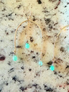 Sundance Catalog Vintage Emerald Earrings 3" long Light weight 1.7g